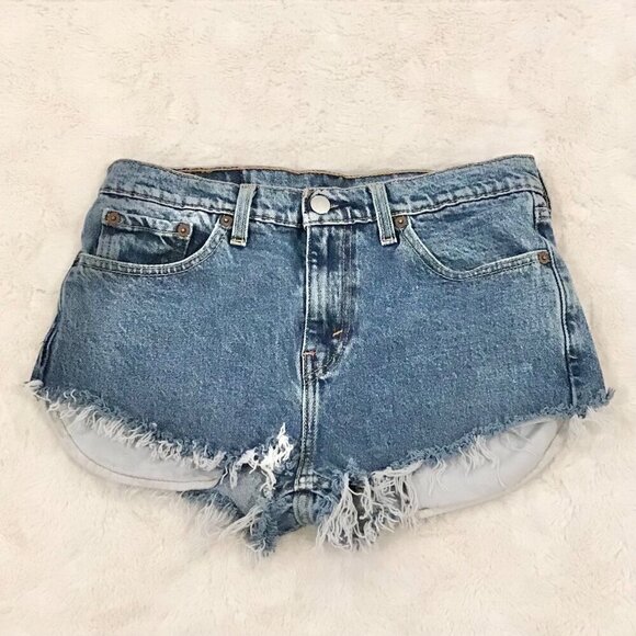 Levi’s 29 (US 8/9) 510 Denim Shorts Women’s Homemade Cutoffs Exposed Pockets - Picture 1 of 8